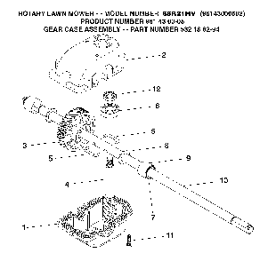 Gear Case Diagram and Parts List for 55R21HV (96143000502, 532188294)(2005-11) Husqvarna Lawn Mower
