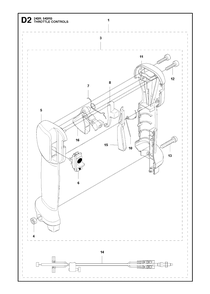 Throttle Controls Diagram and Parts List for 243R 20121000001 & Above Husqvarna Trimmer