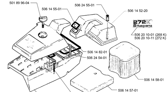 Fuel Tank Assembly Diagram and Parts List for 268K 1997-01 Husqvarna Lawn Tractor Accessories