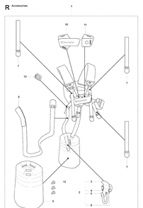 Harness Diagram and Parts List for 143RII 20082200001-20090100000 Husqvarna Brush Cutter
