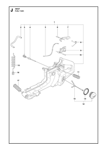 Fuel Tank Diagram and Parts List for 365 20111900001-20135199999 Husqvarna Chainsaw