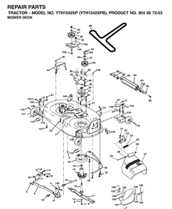 Mower Deck / Cutting Deck Diagram and Parts List for YTH1542XP (954567253)(2001-11) Husqvarna Lawn Tractor