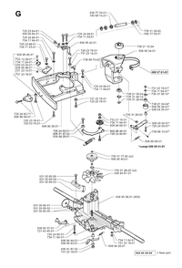 Transmission Diagram and Parts List for R16H 1999-02 Husqvarna Lawn Tractor
