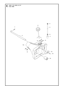 Fuel Tank 2 Diagram and Parts List for 343FR  Husqvarna Brush Cutter