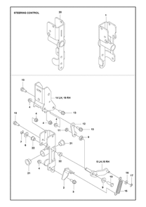 Steering - Control Bracket Diagram and Parts List for XCITETMZ375 Z380 Husqvarna Lawn Tractor