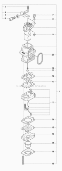 Carburetor Details Diagram and Parts List for 380BFS 2009-03 Husqvarna Leaf Blower / Vacuum