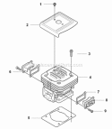 Cylinder Diagram and Parts List for 380BTS 2009-03 Husqvarna Leaf Blower / Vacuum
