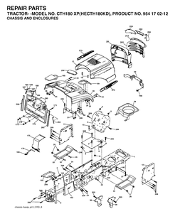 Chassis And Enclosures Diagram and Parts List for CTH180XP (HECTH180KD)(2004-09) Husqvarna Lawn Tractor
