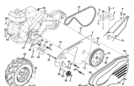 Mainframe, Left Side Diagram and Parts List for DRT900H (96093001210)(2017-11) Husqvarna Cultivator