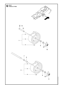 Wheels And Tires Diagram and Parts List for R316T  Husqvarna Lawn Mower