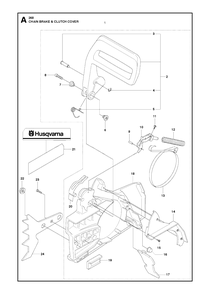 Chain Brake And Clutch Cover Diagram and Parts List for 268 20182200001 & Above Husqvarna Chainsaw