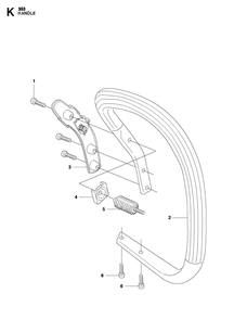 Handle And Controls Diagram and Parts List for 353-353G 353E-tech-353G E-tech Husqvarna Chainsaw