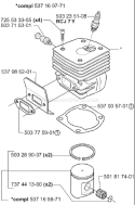Page K Diagram and Parts List for 385XP EPA 2001-04 Husqvarna Chainsaw