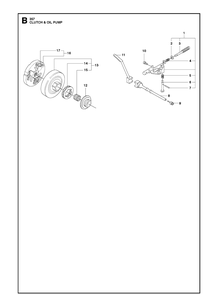 Clutch And Oil Pump Diagram and Parts List for 357XP 20100600001-20111800000 Husqvarna Chainsaw
