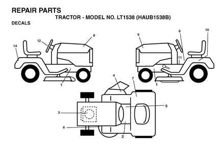 Part Location Diagram of 532180434 Husqvarna Decalc.Volute Moteur
