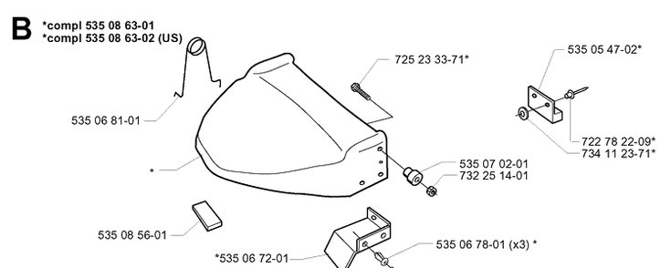 Cover, Rear 3 Diagram and Parts List for G1 1998-2003 Husqvarna Lawn Mower