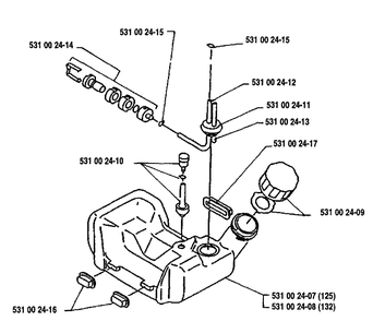 Fuel Tank Diagram and Parts List for 132RB 1991-11 Husqvarna Brush Cutter