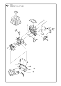 Carburetor And Air Filter Diagram and Parts List for 572WLC  Husqvarna Lawn Tractor Accessories