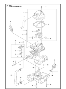 Cylinder And Crankcase Diagram and Parts List for 524R 2020-11 Husqvarna Brush Cutter