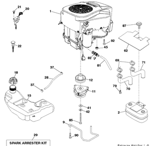 Engine Diagram and Parts List for YTH24K48 (96045003500)(2011-08) Husqvarna Lawn Tractor