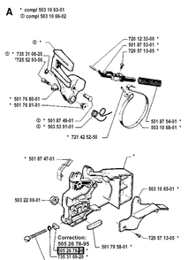 Chain Brake Diagram and Parts List for 45 19912200001-19952300000 Husqvarna Chainsaw