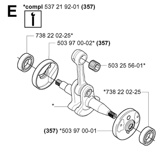 Crankshaft 2 Diagram and Parts List for 359 20050600001-20060600000 Husqvarna Chainsaw