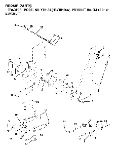 Mower Lift / Deck Lift Diagram and Parts List for YTH180 (HEYTH180A, 954820141)(1998-12) Husqvarna Lawn Tractor