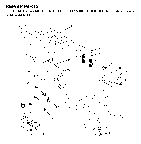 Seat Diagram and Parts List for LT1538 (LT1538B, 954569776)(2002-11) Husqvarna Lawn Tractor