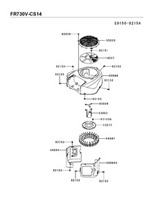 Cooling System Diagram and Parts List for FR730V-CS14 2018-02 Husqvarna Engine