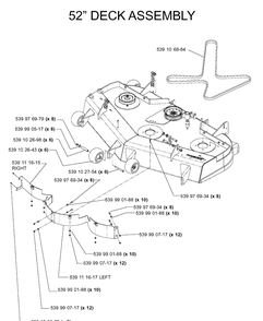 52 Inch/132cm Cutting Deck Diagram and Parts List for IZ5223 (968999258)(2005-12) Husqvarna Lawn Mower