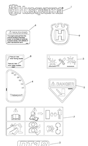 Decals Diagram and Parts List for DT18BF (966019501)(2009-01) Husqvarna Dethatcher