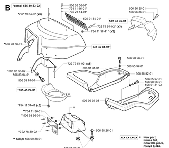 Hood Diagram and Parts List for PR15 2003-01 Husqvarna Lawn Mower