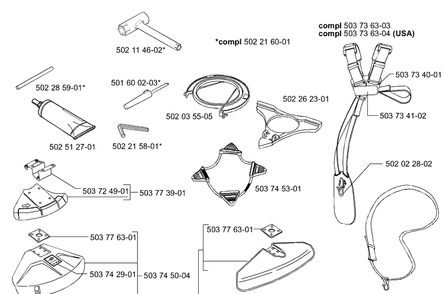 Accessories Diagram and Parts List for 232RD 2000-10 Husqvarna Brush Cutter