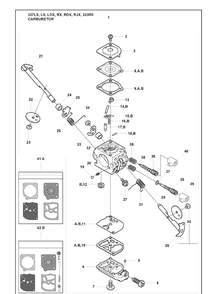 Carburetor Diagram and Parts List for 323RII 2009-08 Husqvarna Trimmer