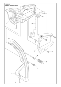 Handle And Controls Diagram and Parts List for 120MARKIII  Husqvarna Chainsaw