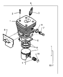 Cylinder Piston Diagram and Parts List for 394XP 1992-10 Husqvarna Chainsaw
