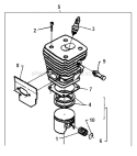 Cylinder Piston Diagram and Parts List for 394XP 1994-01 Husqvarna Chainsaw