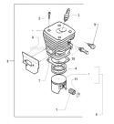 Cylinder Piston Diagram and Parts List for 394XP 1998-03 Husqvarna Chainsaw