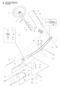 Steering Diagram and Parts List for R13C (965094301)(2008-04) Husqvarna Lawn Tractor