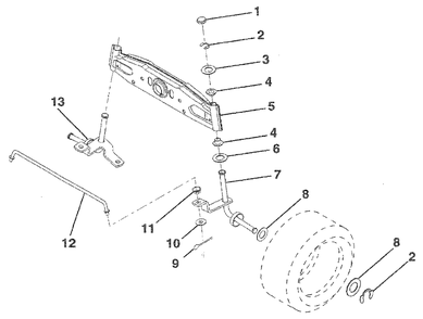 Front Axle Diagram and Parts List for LR120 (954000412-B)(1992-10) Husqvarna Lawn Tractor
