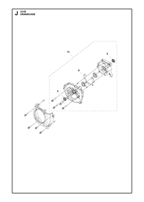 Crankcase Diagram and Parts List for 331R 20191400001 & Above Husqvarna Brush Cutter