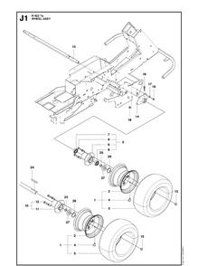 Wheels And Tires Diagram and Parts List for R422TS  Husqvarna Lawn Mower
