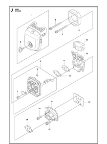 Carburetor And Air Filter Diagram and Parts List for 226K  Husqvarna Brush Cutter