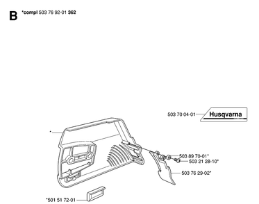 Clutch Cover Diagram and Parts List for 362XP 20070100001-Current Husqvarna Chainsaw