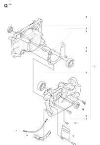 Crankcase Diagram and Parts List for 355FXT 20073100001-20082700000 Husqvarna Brush Cutter