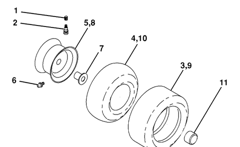 Wheels And Tires Diagram and Parts List for PB195H42LT (96042003600)(2007-08) Husqvarna Lawn Mower