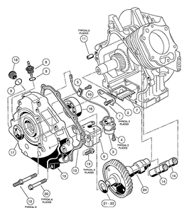 Fe350 Engine - Crankcase, Camshaft, And Oil Sensor Diagram and Parts List for HUV4210GXP 2005-06 Husqvarna Lawn Tractor