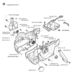Crankcase Diagram and Parts List for 371K 2002-01 Husqvarna Lawn Tractor Accessories