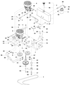 Hydraulic Pump-Motor Diagram and Parts List for PZ6029FX (966061201)(2010-01) Husqvarna Lawn Mower