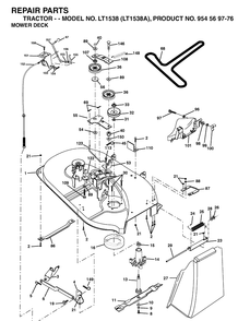 Mower Deck / Cutting Deck Diagram and Parts List for LT1538-LT1538A 2002-11 Husqvarna Lawn Tractor